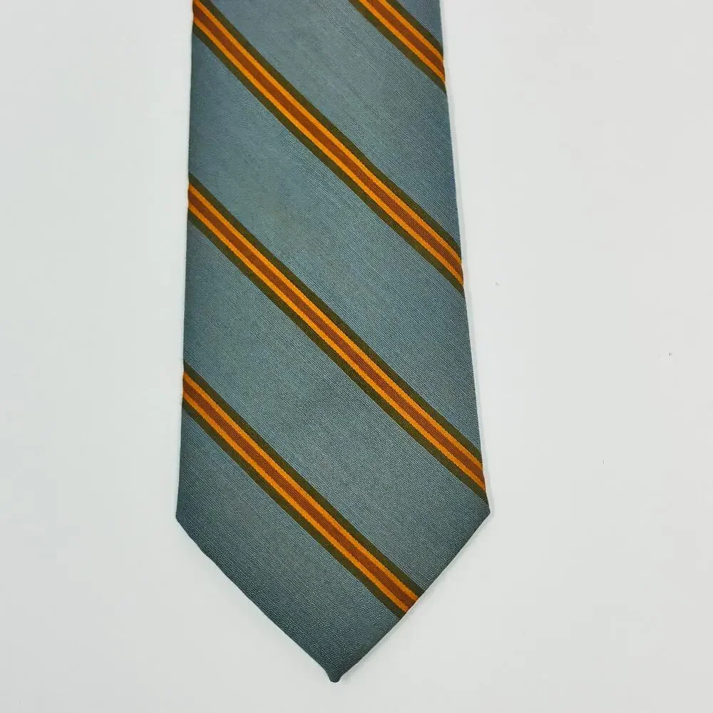 Resisto Original Gray Orange Stripe Silk Tie 3.5 x 53.5 Vintage Classic Necktie